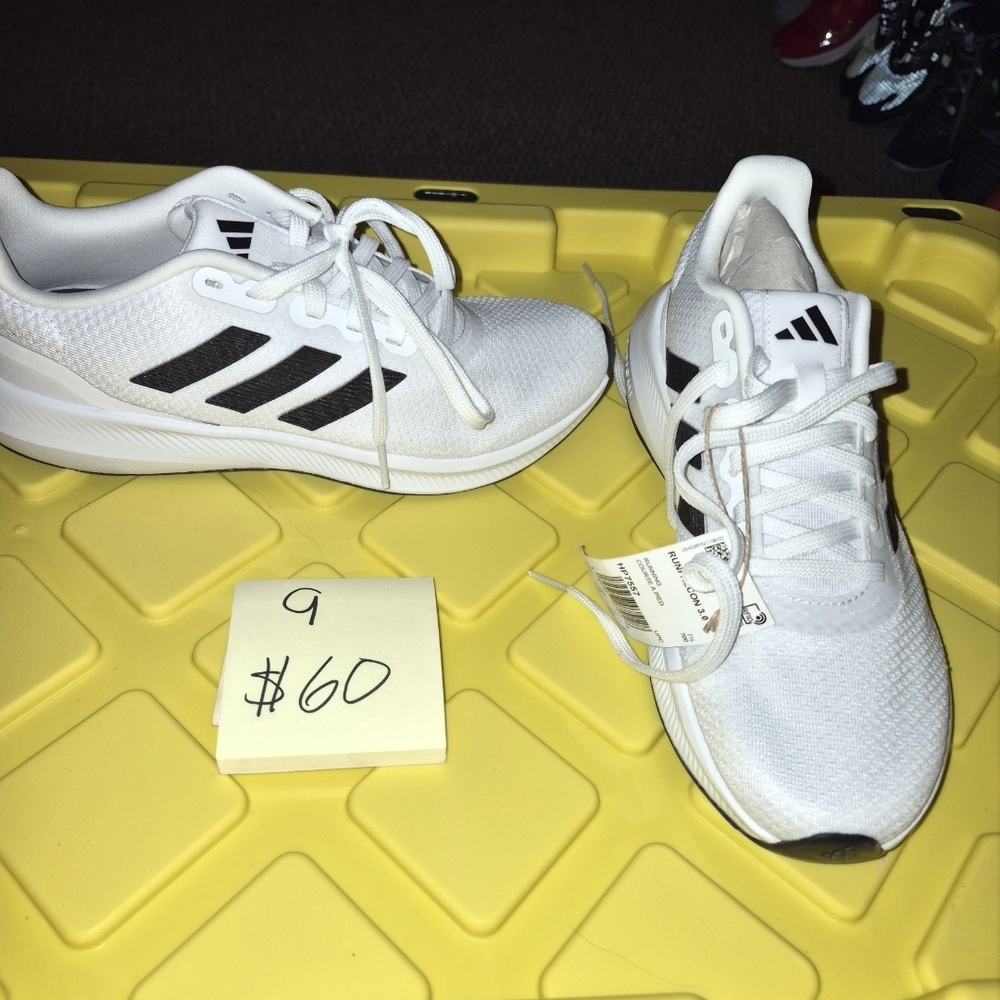 Adidas Mens White and Black Sneakers